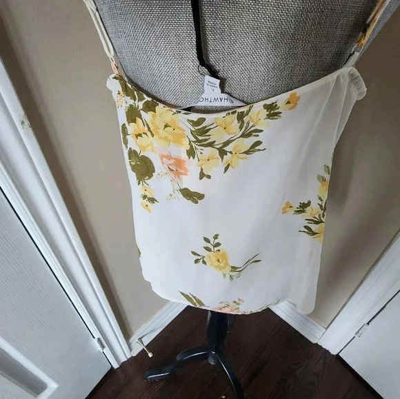 41 HAWTHORN Spagetti Camisole Floral White Cami Top Lace Blouse size  L - Picture 3 of 3